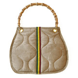Quilted Bamboo Handle Bag | Khaki