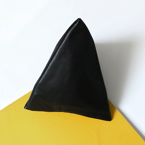 Pyramid Coin Purse in Black Lambskin