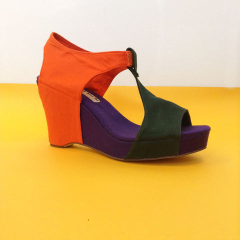 Wedge Sandal in Tri-Color