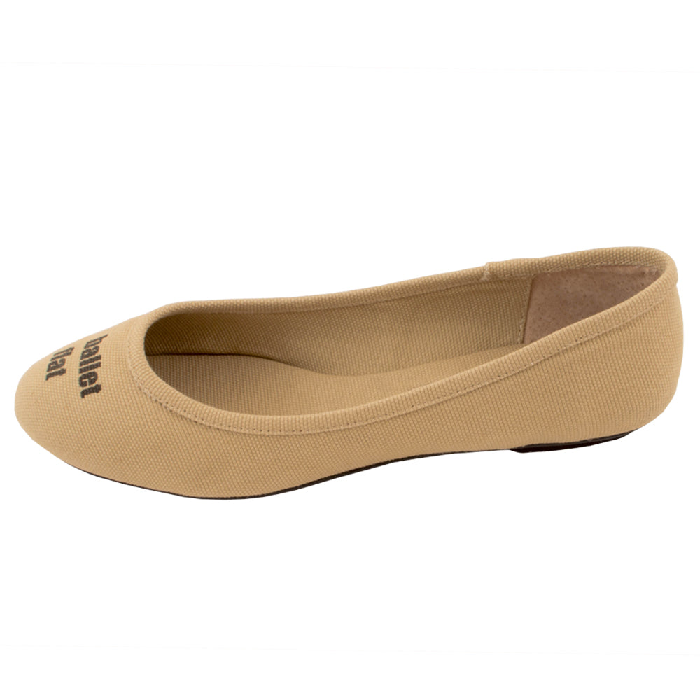 Ballet Flat Khaki Khaki with Printing 100 Canvas 38