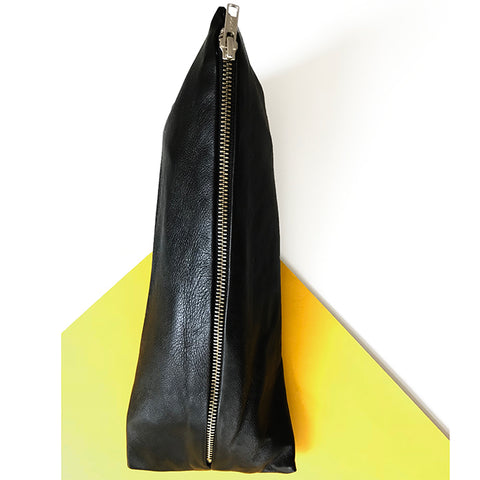 Pyramid Pencil Case in Black Lambskin