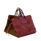 Four Sided Rectangular Bag in Duo | Red, Cognac