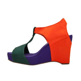 Wedge Sandal - Orange, Green, Purple