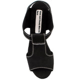 Wedge Sandal | Black with White Stitching